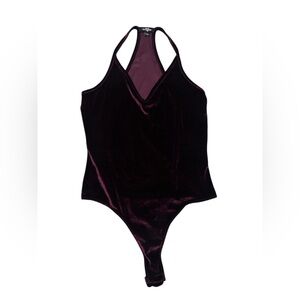 Ransom Velvet Bodysuit in Rich Burgundy juniors L